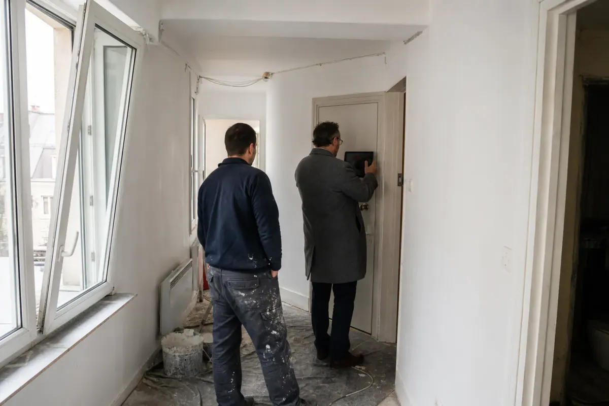 Réception d’un logement repeint avec le gestionnaire, photos du compte rendu de fin de travaux