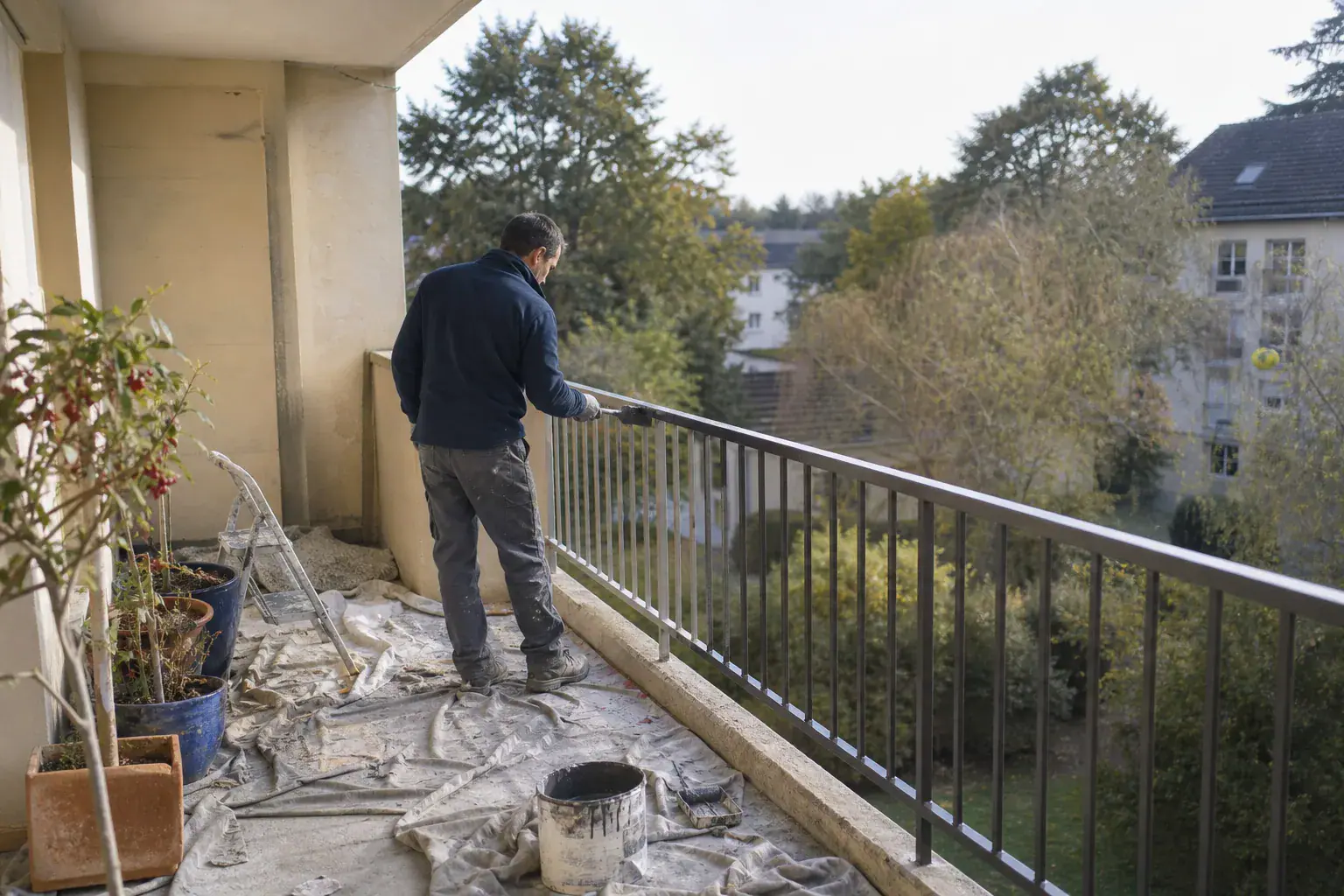 Garde-corps acier d’un petit collectif des Yvelines brossés et repeints