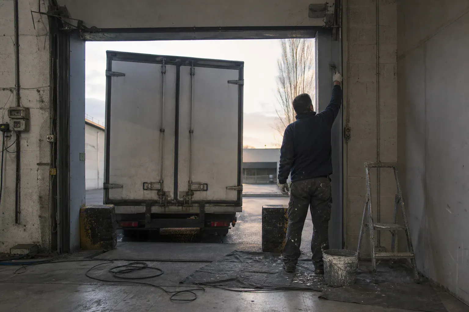 Entrepôt de Seine-Saint-Denis : quais de chargement et portes sectionnelles repeints
