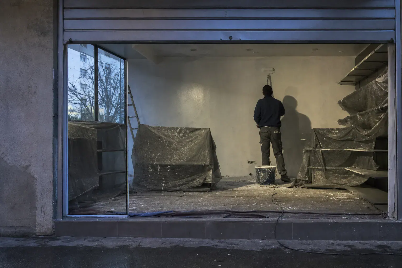 Commerce en pied d’immeuble de Seine-Saint-Denis repeint avant l’ouverture